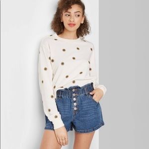 Women’s paper bag button fly shorts- Size 14